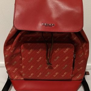 Coach Turner Backpack Horse and Carriage Print in Red